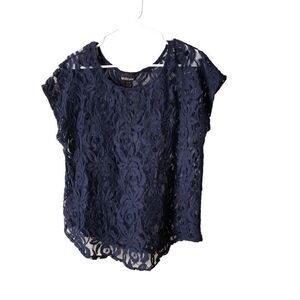 Lane Bryant Navy Lace Top 14/16